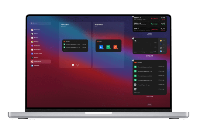 WPS Office per Mac supporta numerosi widget